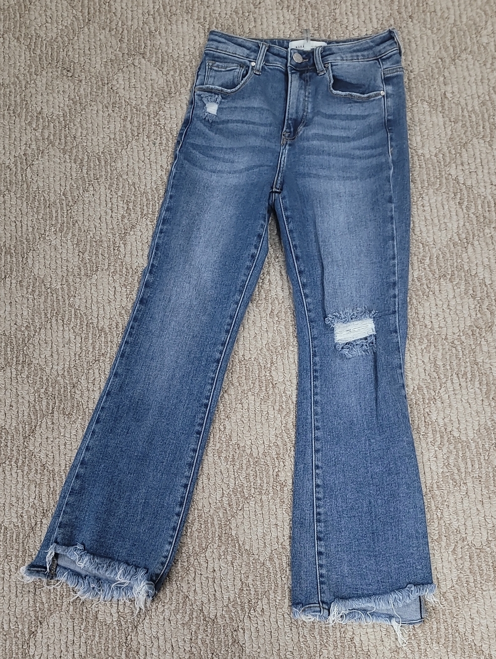 Risen Women’s Mid-Wash Blue Distressed Jeans